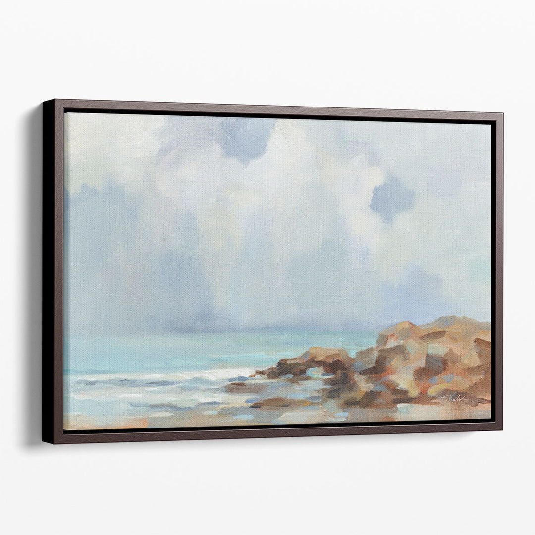 Abstract coastal wall art with layered textures