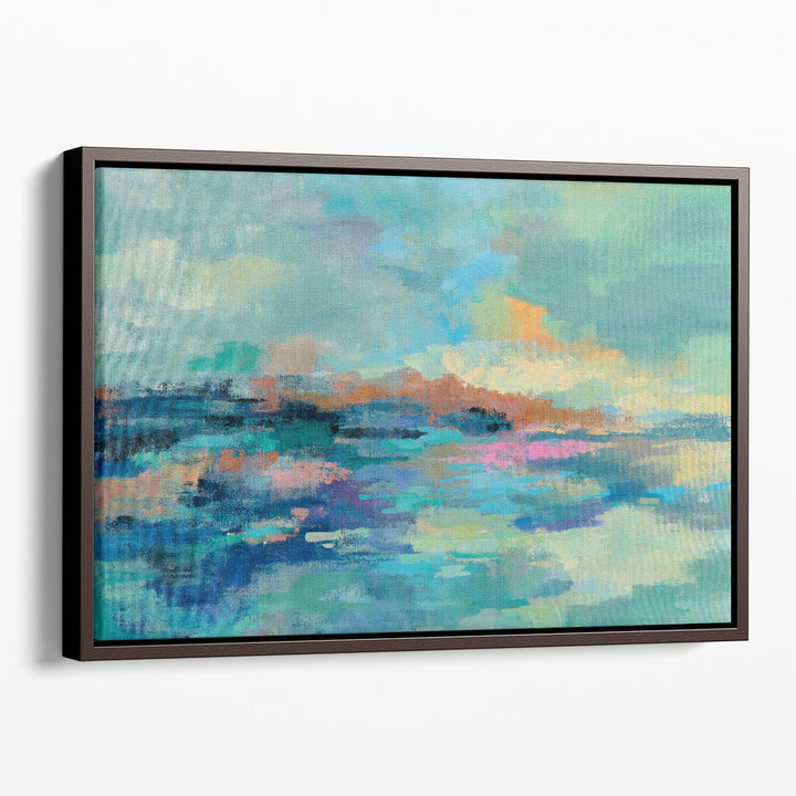 Modern Abstract Wall Art – fluid teal and blue composition