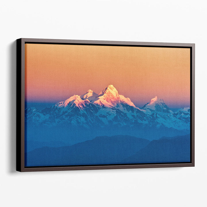 Orange sunset canvas prints over peaks