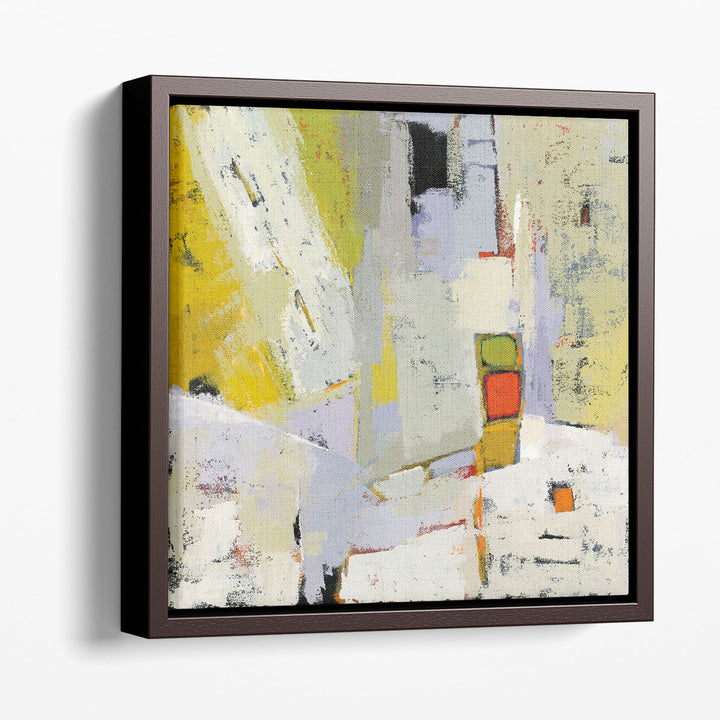 Abstract canvas decor with yellow strokes