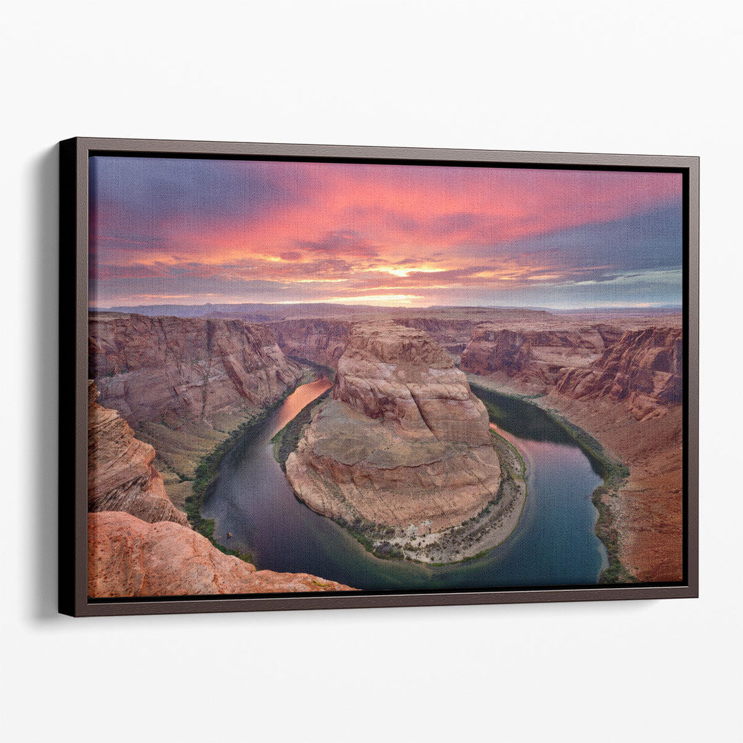 Sunset canvas prints over calm water