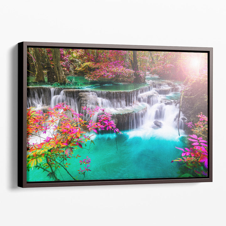 Huay Mae Kamin Waterfall in Thailand's Forest - Canvas Print Wall Art