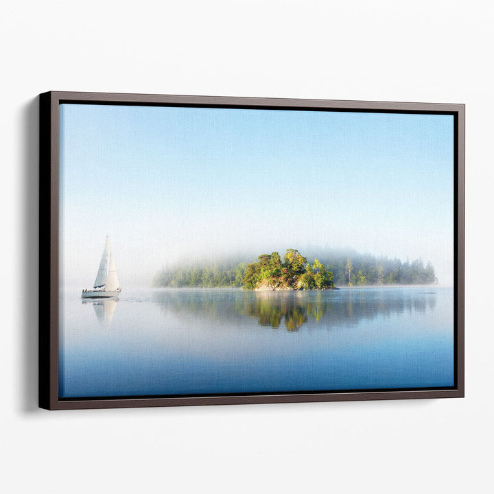 Minimalist foggy lake wall art