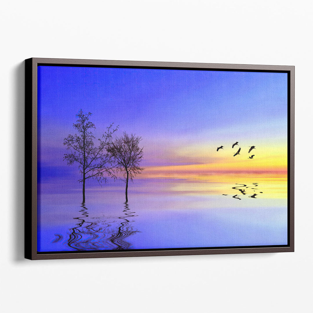 Sunset lake wall art print