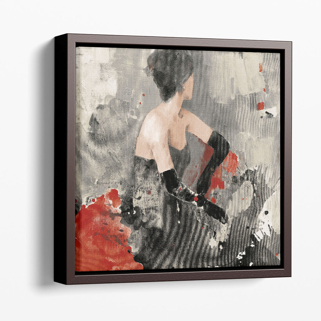 abstract canvas painting red accents