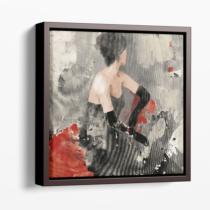 abstract canvas painting red accents