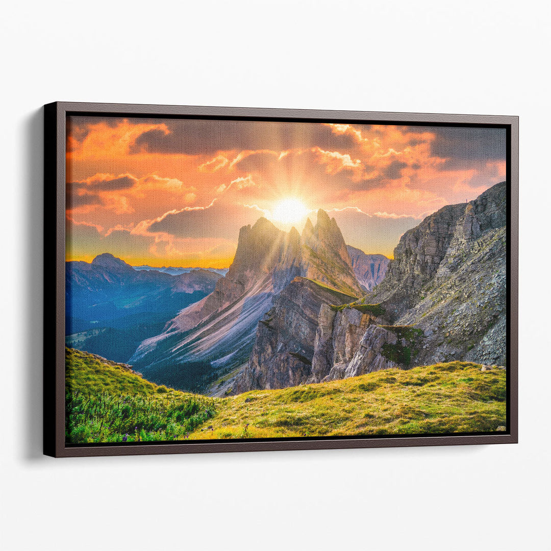 Scenic mountain wall decor in warm tones