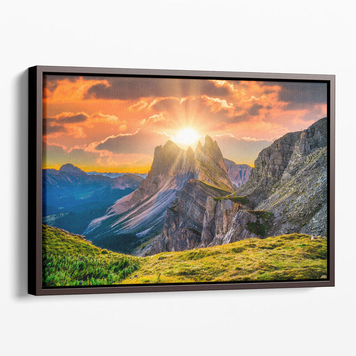 Scenic mountain wall decor in warm tones