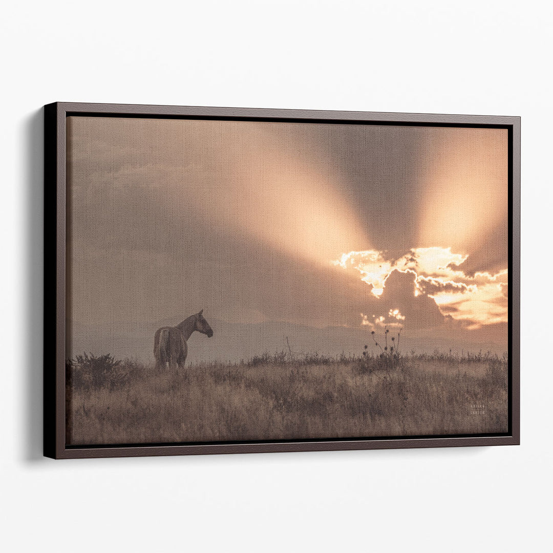 Horse wall decor with scenic sunset view