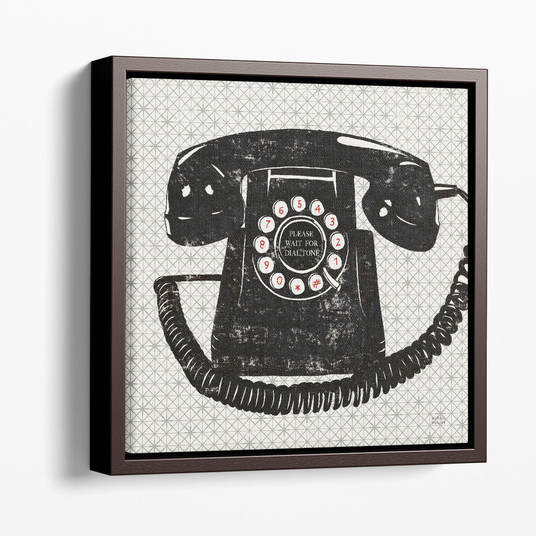 Vintage telephone wall art in black silhouette