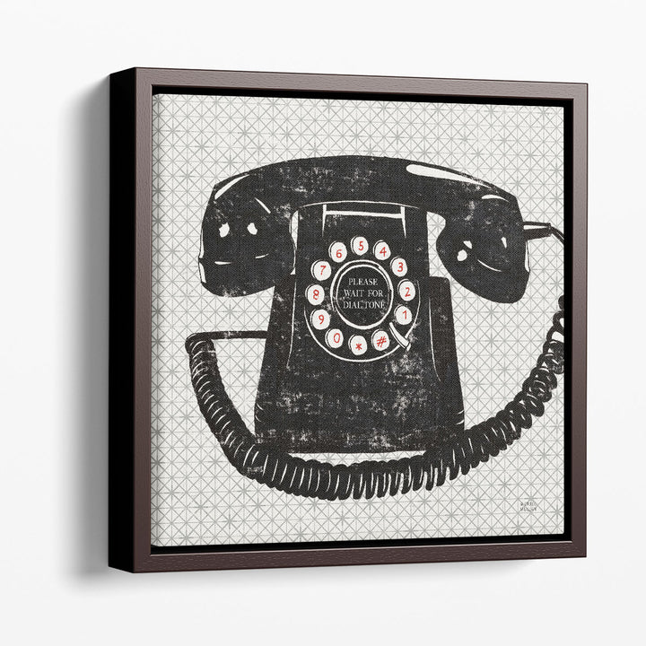 Vintage telephone wall art in black silhouette