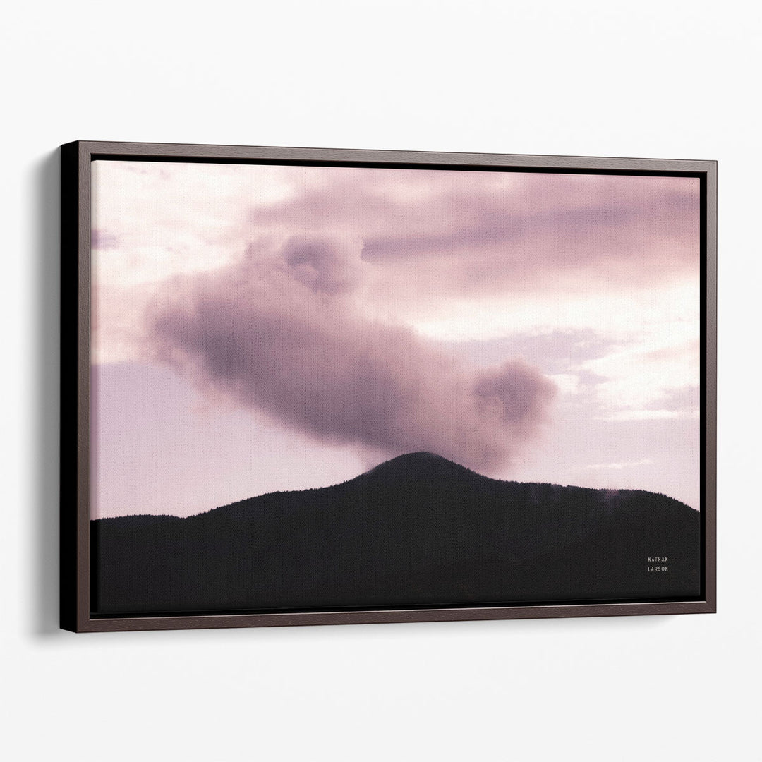 Cloud wall art with peaceful mountain silhouette