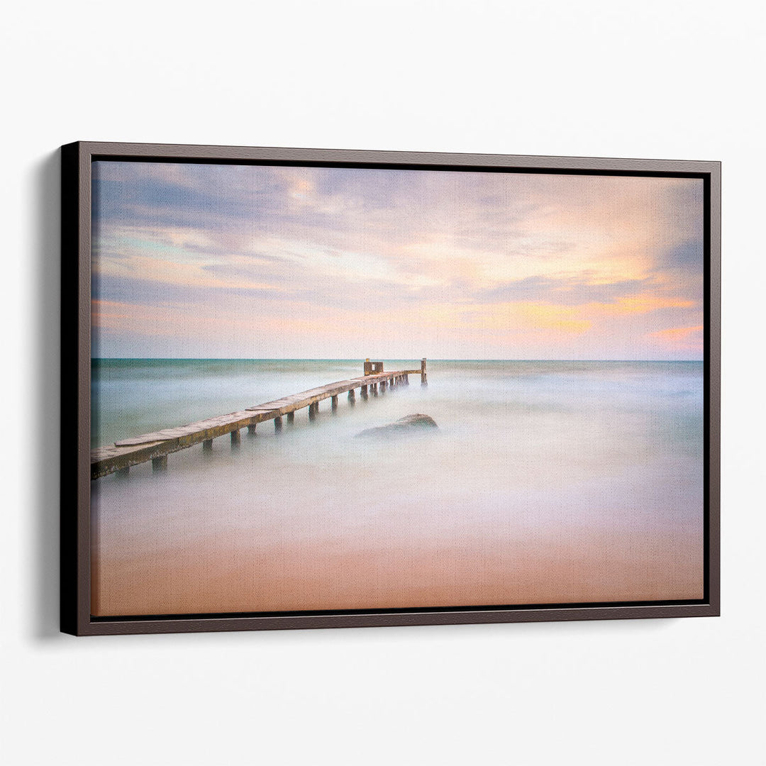 Ocean Mist and a Pier - Canvas Print Wall Art