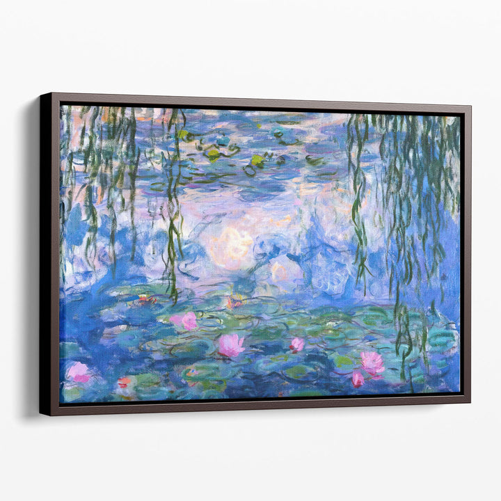 pink green blue water lily artwork