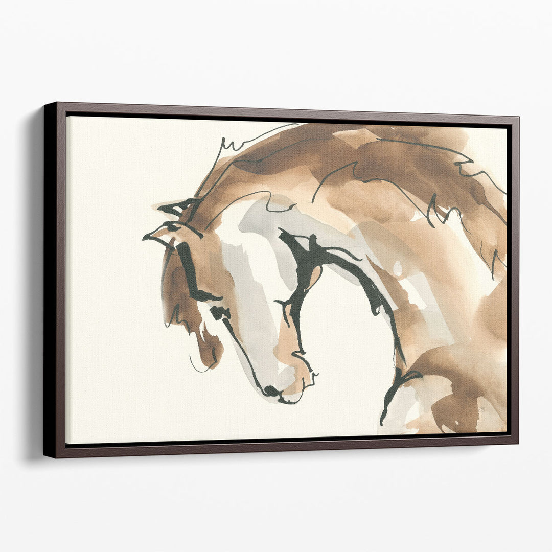 Watercolor Horse Canvas Wall Art brown neutral brushstrokes