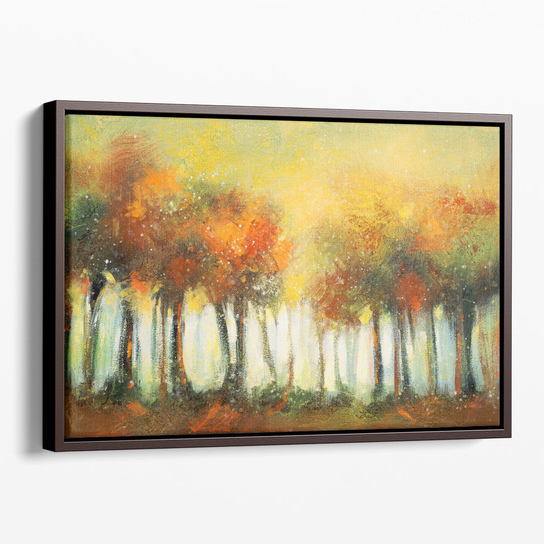 yellow abstract art – neutral brown forest ground