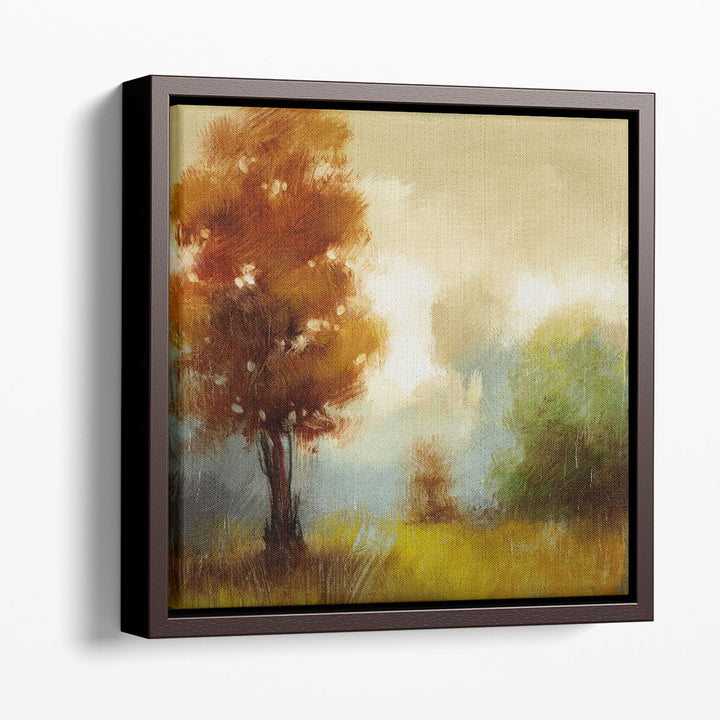 Nature canvas painting with green accents