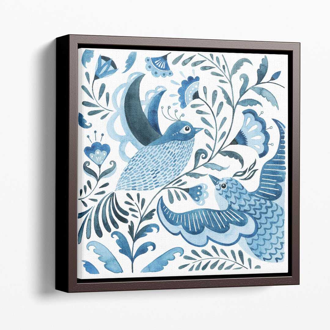 Blue Bird Folk I - Canvas Print Wall Art