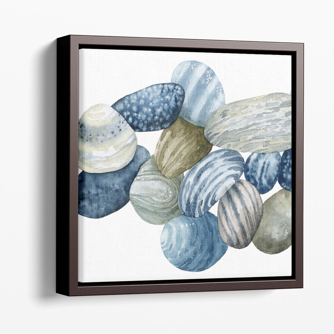 blue and white living room coastal hues artwork