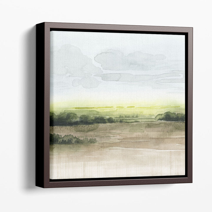 Watercolor art print, abstract grassy field
