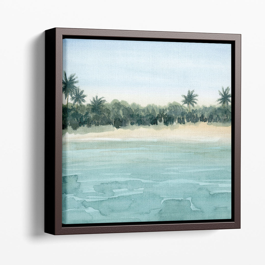 Neutral landscape wall art with coastal details