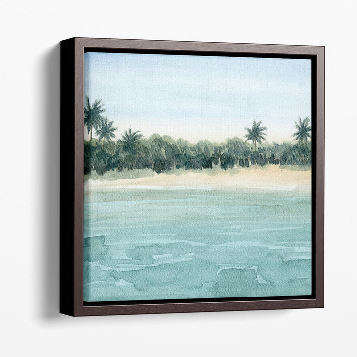 Neutral landscape wall art with coastal details