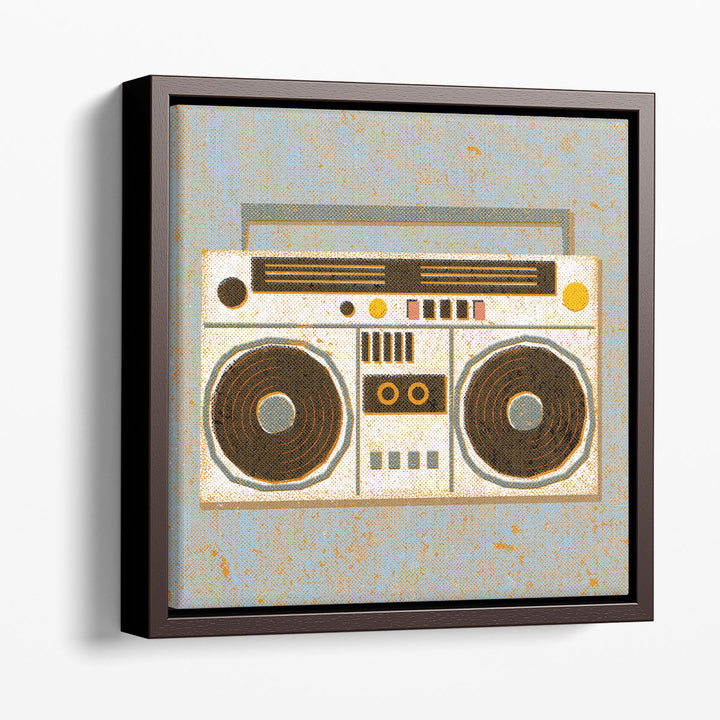 Vintage Cassette Player Print showing tape deck details