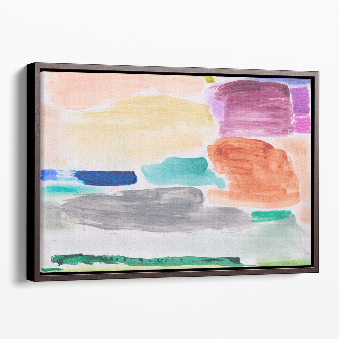 Contemporary Framed Wall Art – bright abstract design with layered brushwork