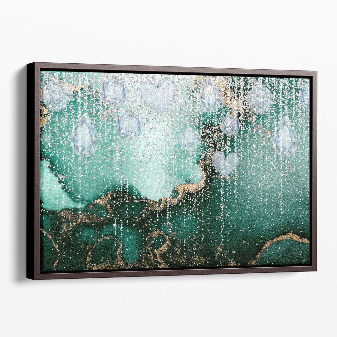 green abstract art – emerald textured waves
