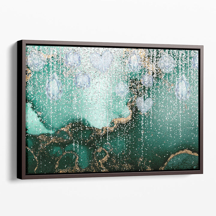 green abstract art – emerald textured waves