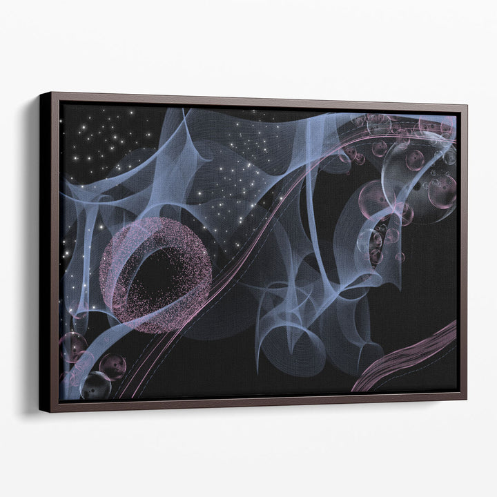 Hallway wall decor in moody blue and black tones