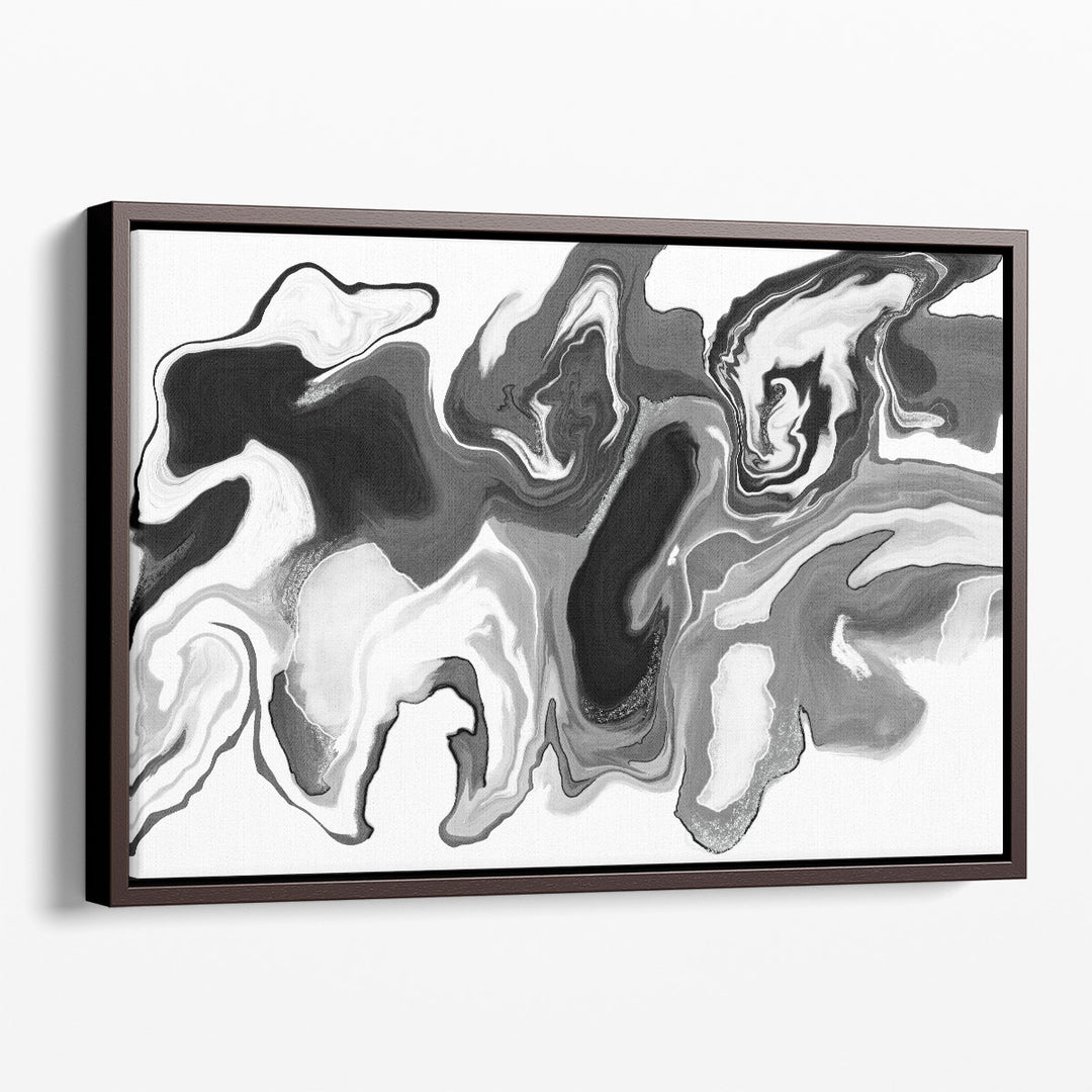 Black and white modern art with fluid strokes