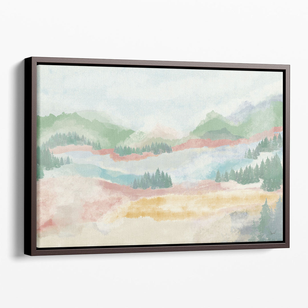Green tree wall decor with tranquil nature scene