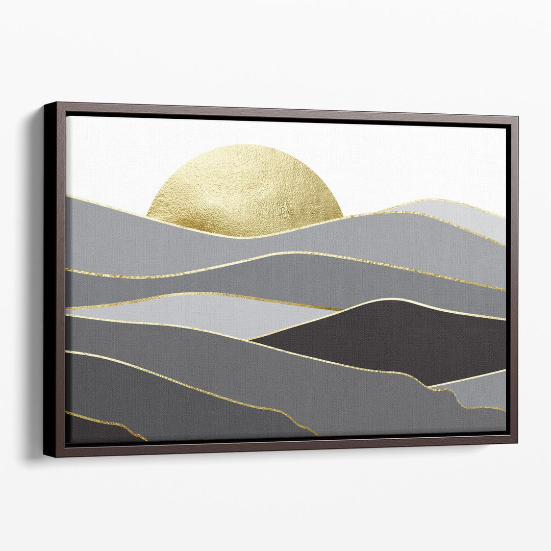 Abstract prints with grey, black, and gold elements