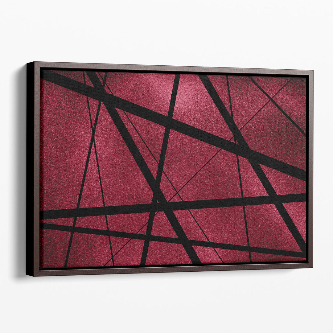 abstract geometric wall art – bold black shapes on red