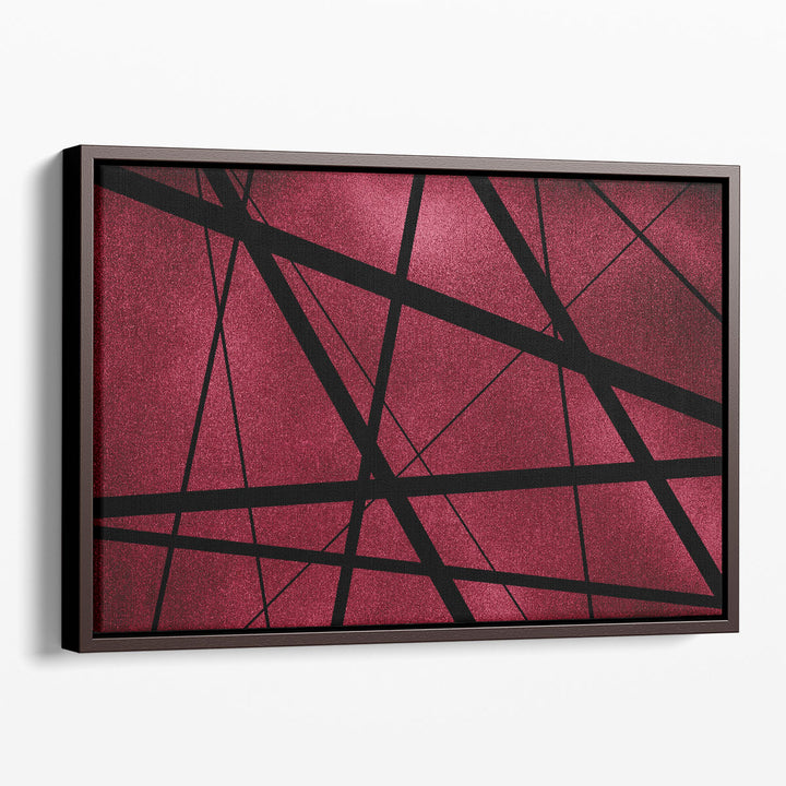 abstract geometric wall art – bold black shapes on red