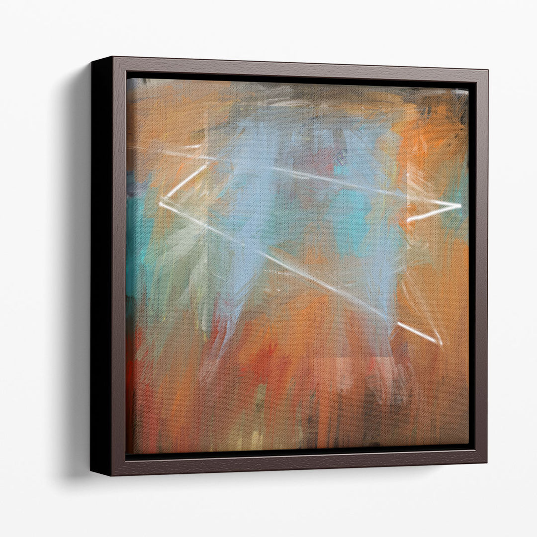 Abstract canvas prints in blue and orange