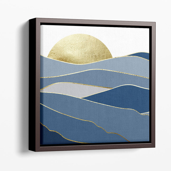 Navy abstract wall art with bold color contrast