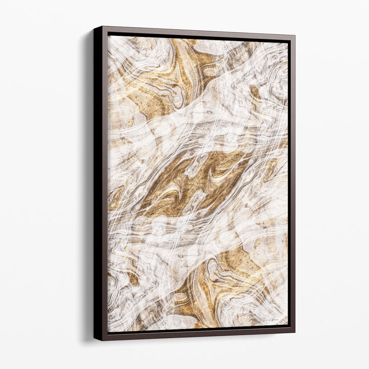 Gold abstract painting on neutral canvas