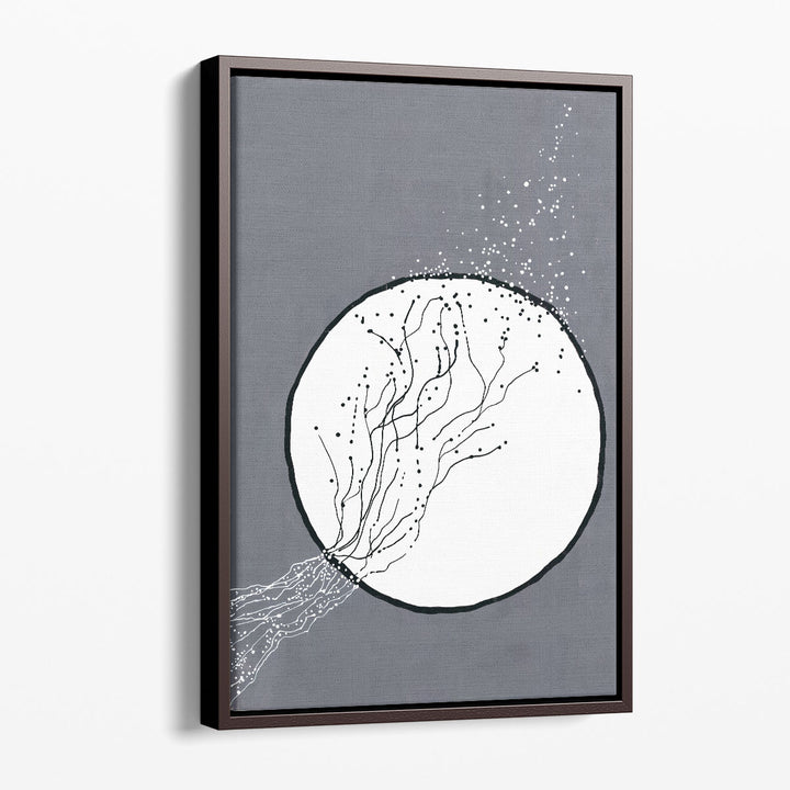 Abstract Moon Canvas Painting grayscale