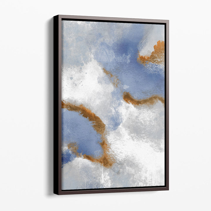 blue and white living room coastal print