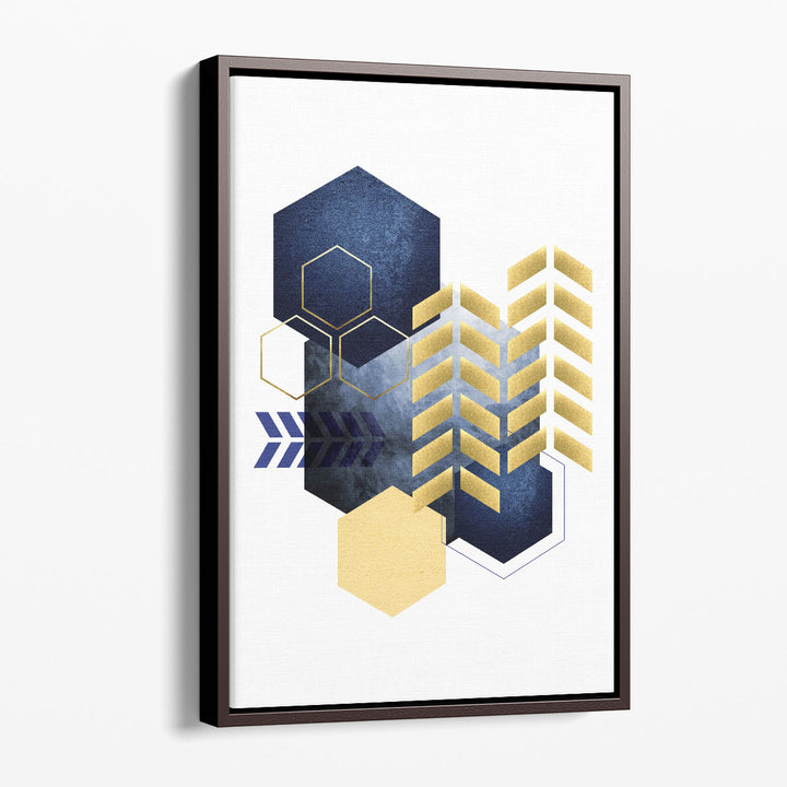 geometric art prints – yellow and blue shapes