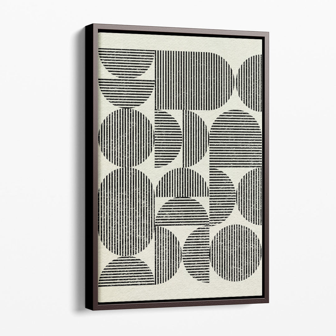 Geometric wall decor in black and white shapes