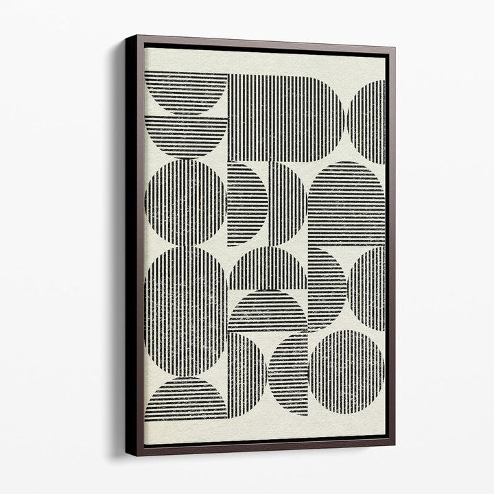 Geometric wall decor in black and white shapes