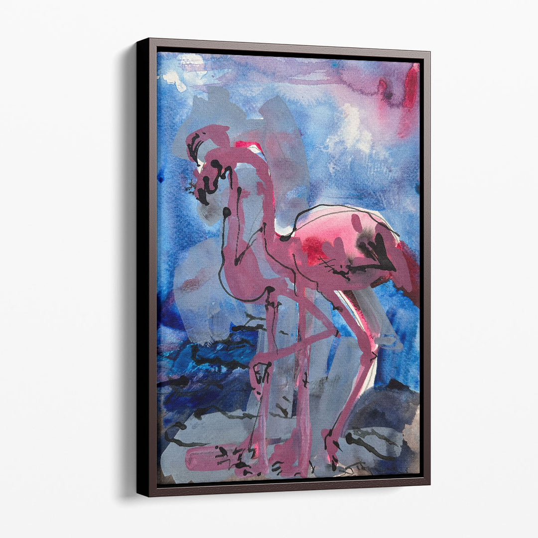 Abstract prints in pink and blue tones