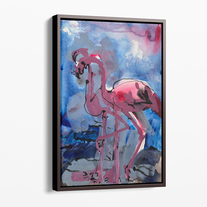 Abstract prints in pink and blue tones