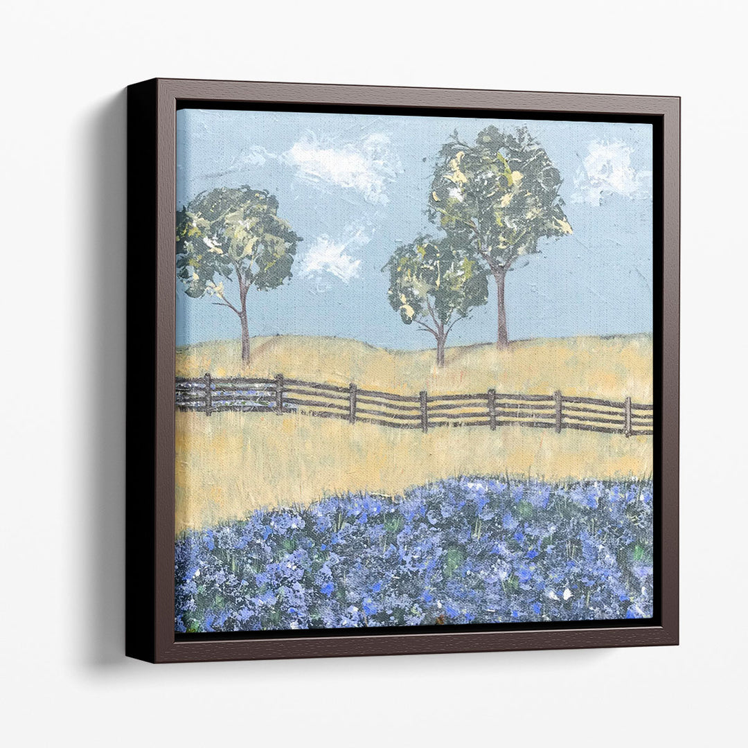 Abstract canvas art with vibrant yellow, blue, and green