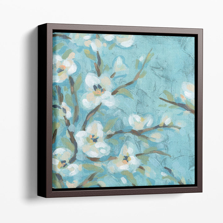 Blue and white flower prints for living room