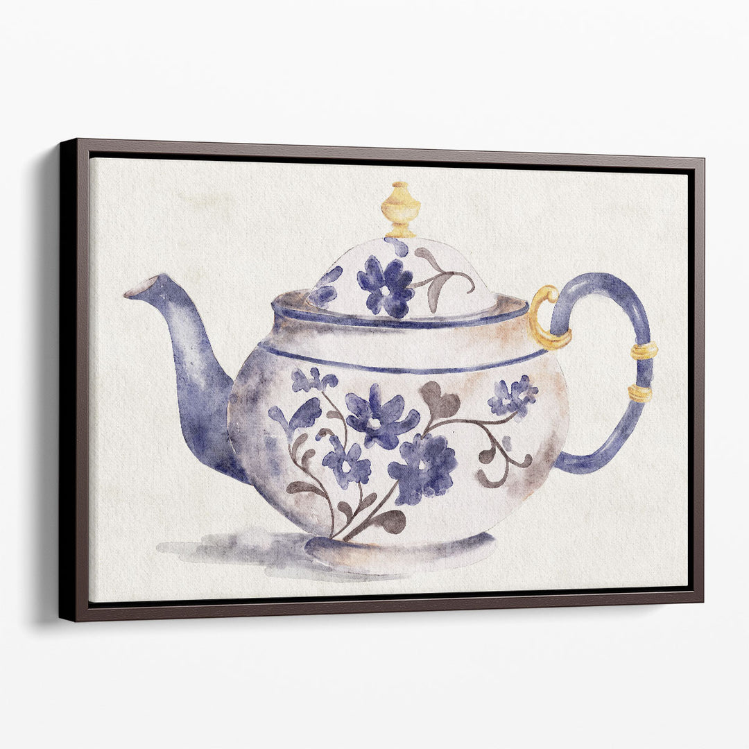 kitchen art prints – ornate ceramic teapot on white