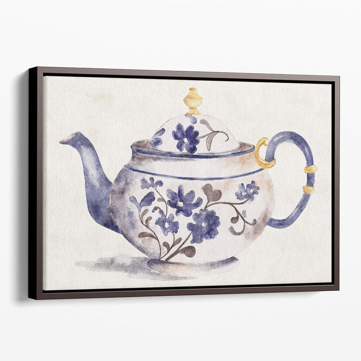kitchen art prints – ornate ceramic teapot on white